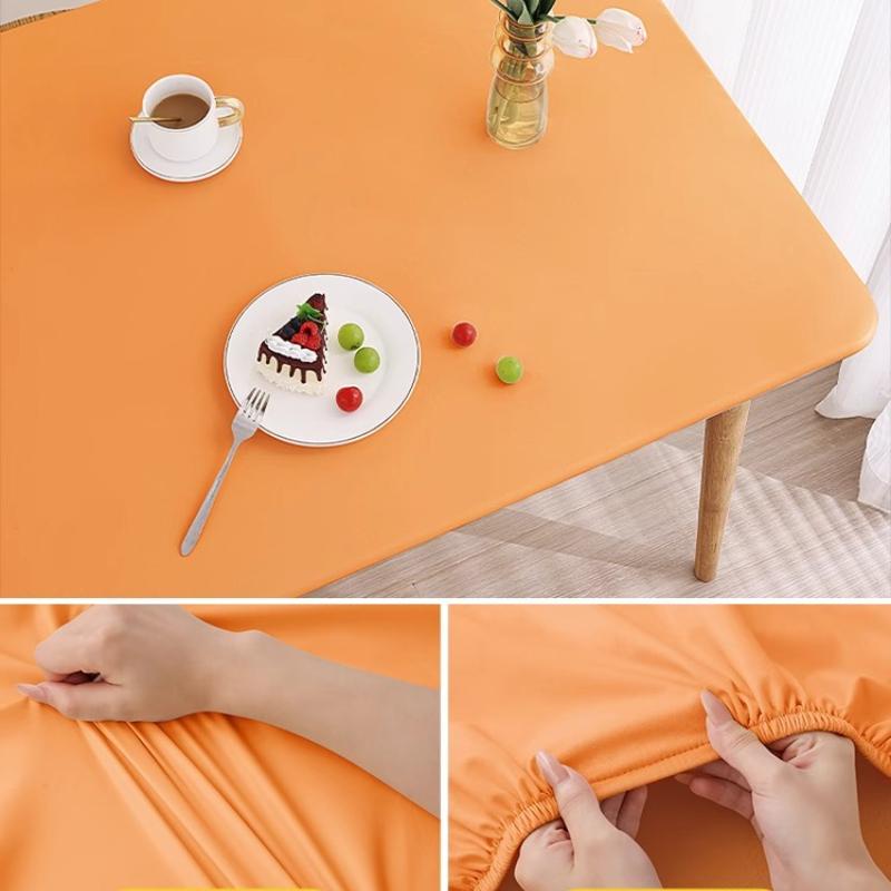 Mehrere Größen Einfarbig Komplettpaket Tischdecke Wasserdicht Ölbeständig Waschbar Platzset Kratzfest Verschleißfest Gummiband Tischkissen