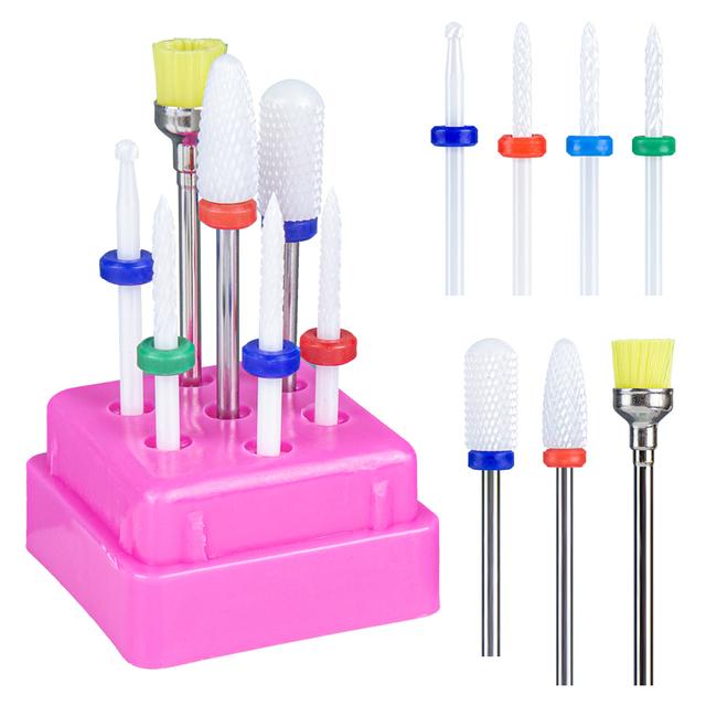 

7 шт., набор керамических сверл для ногтей, фрезы для маникюрных машин, аксессуары, фрезы, фрезы для педикюра для удаления гелевых бит