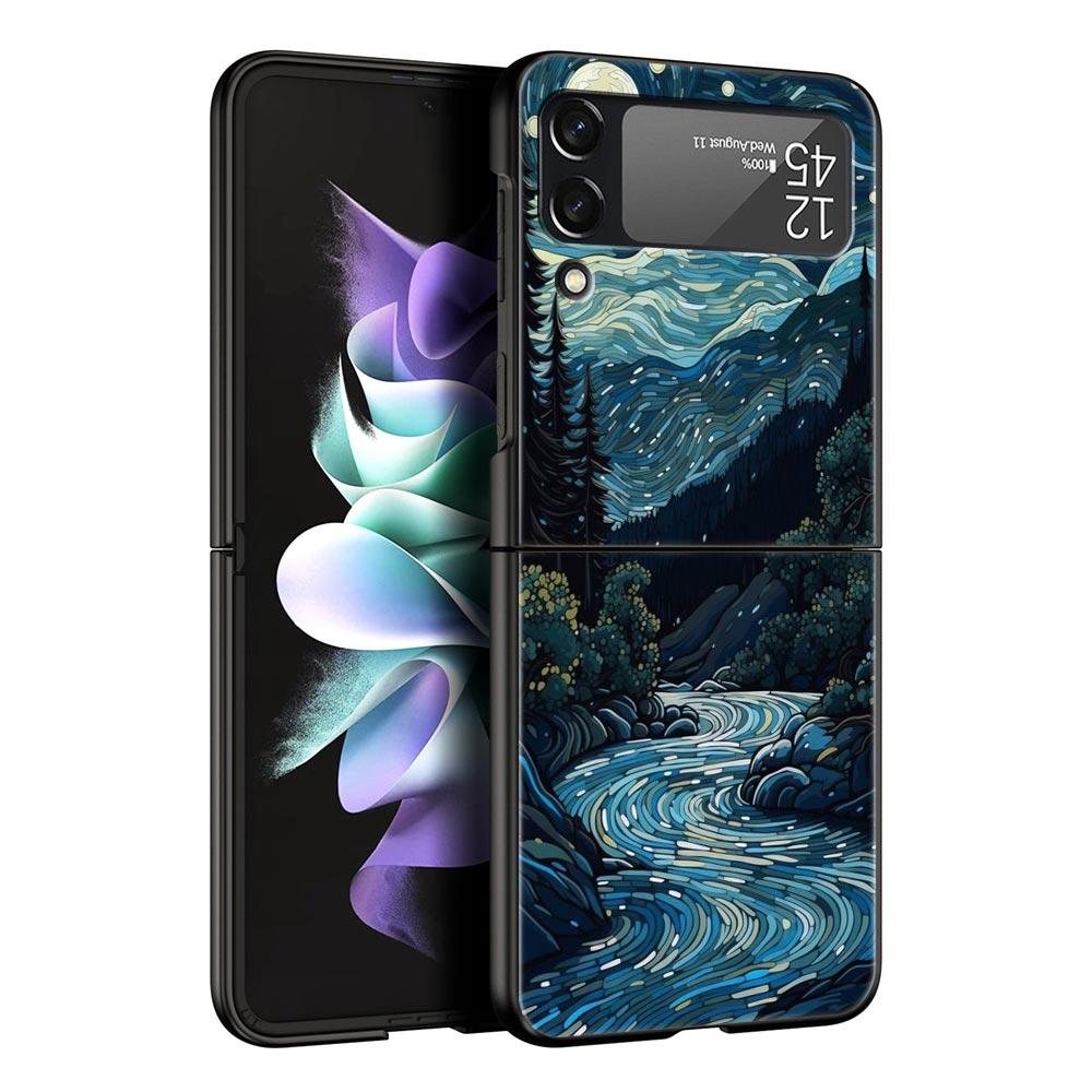 Cartoon Print Phone Case for Samsung Galaxy Z Flip 3 4 5 Folding Mobile Shell For Samsung Z Flip3 Flip4 Flip5 PC Hard Cover