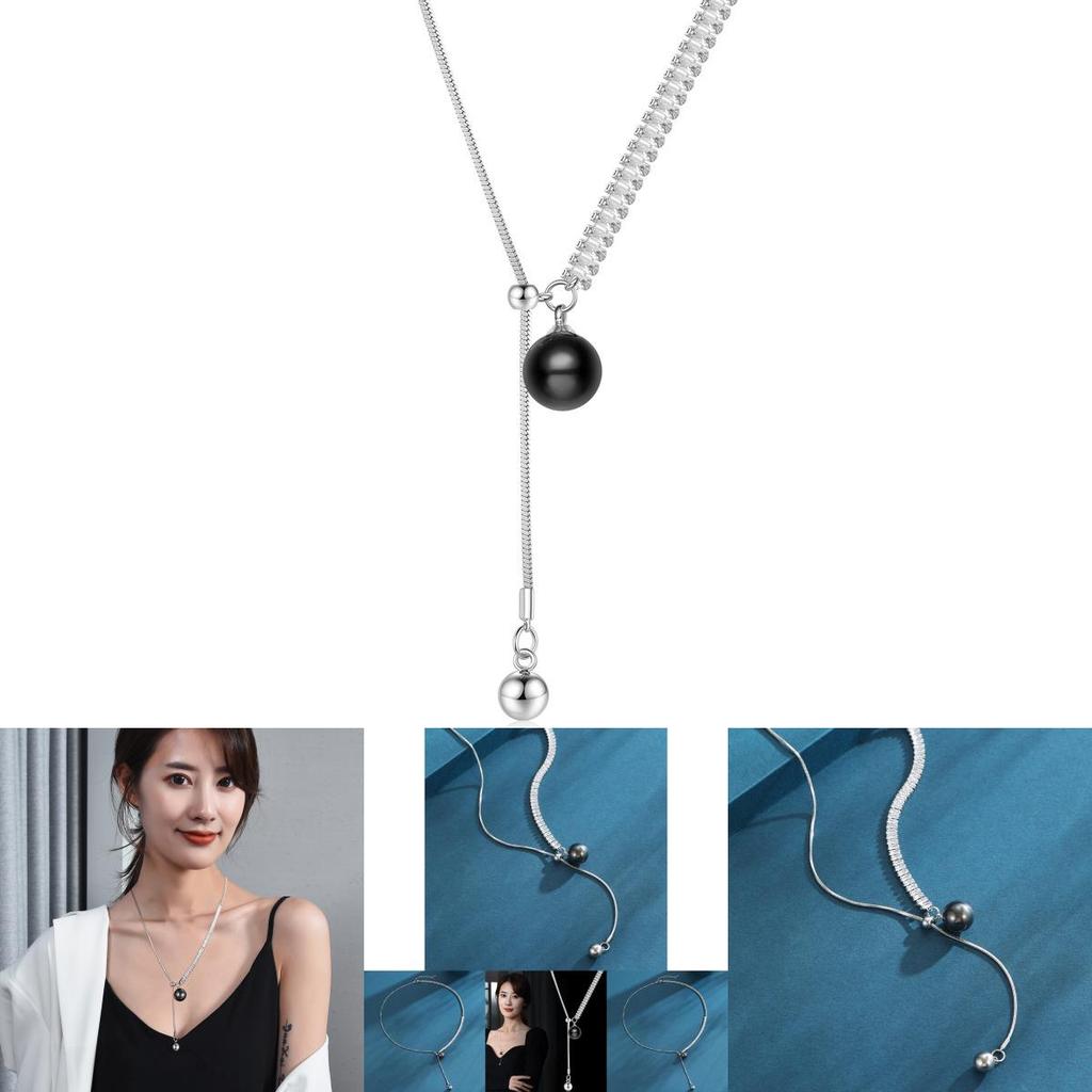 Fashionable Multi-layered Pearl And Crystal Necklace With Unique Geometric Design For Women