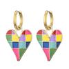 Colorful Love Heart Pendant Gold Color Stainless Steel Earrings For Women Jewelry Vintage Statement Enamel Round Hoop Earrings