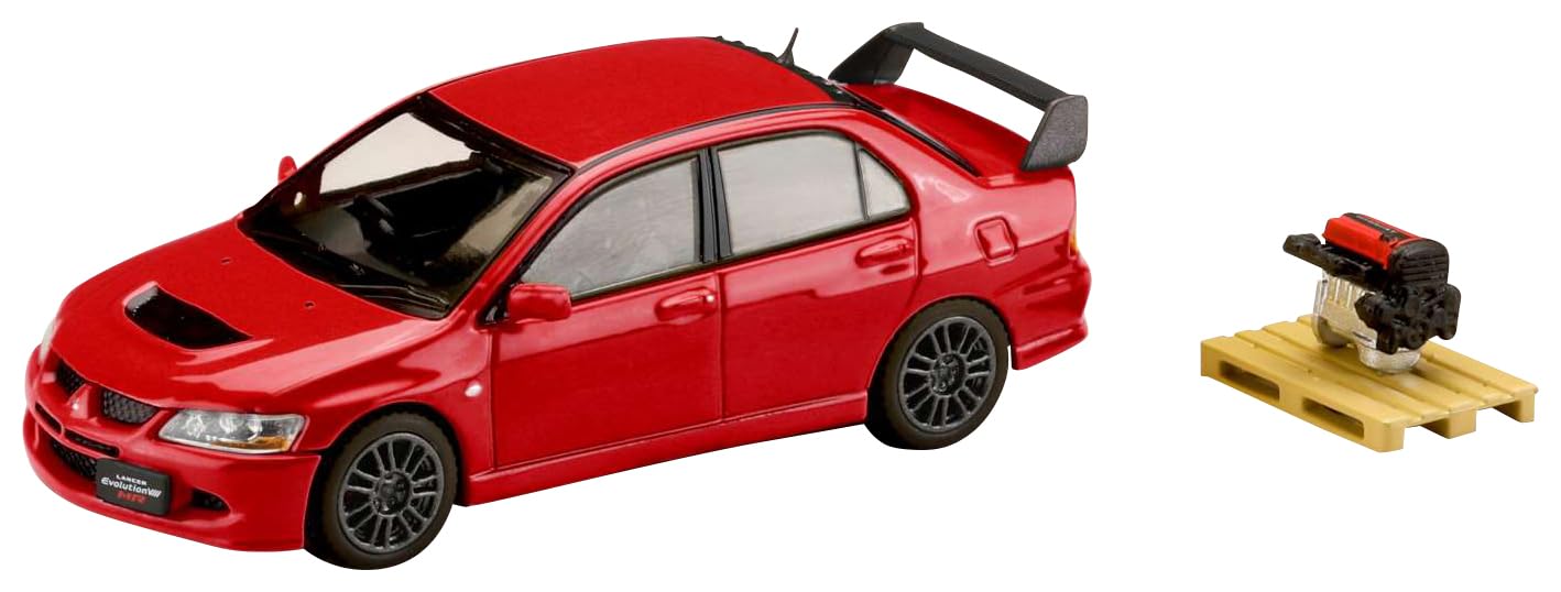 

HJ64 Mitsubishi Lancer Evolution 8 MR GSR с дисплеем двигателя, модель, цвет красный, готовый продукт, масштаб 1/64