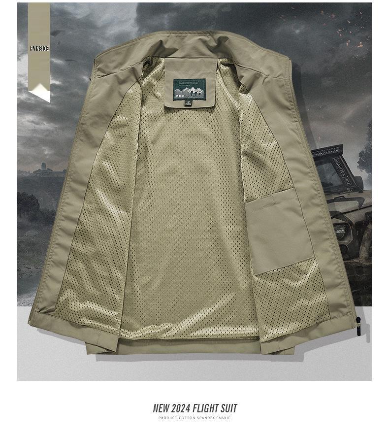 Herren-Outdoor-Weste mit Stehkragen und mehreren Taschen - Ärmellose Jacke für Frühling/Sommer zum Angeln & Fotografieren