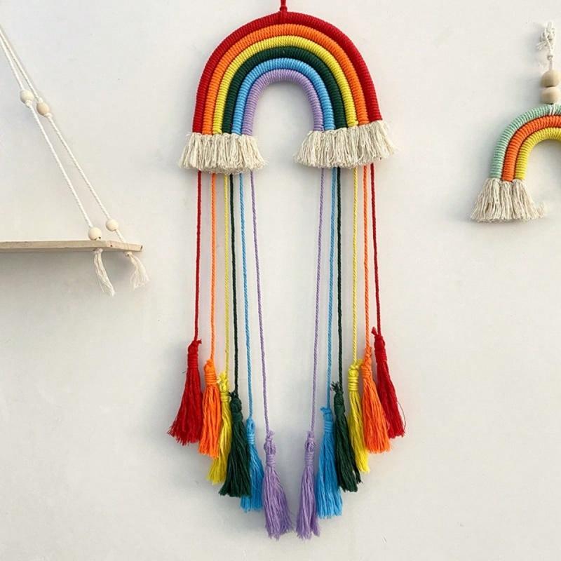 1 Piece of Christmas Cotton Rope Woven Rainbow Wall Decoration, Creative Bedroom Pendant, Homestay Decoration Pendant