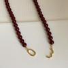 Cinnabar Red Beaded Women's Choker - Autumn/Winter Retro Simple Luxury Clavicle Chain