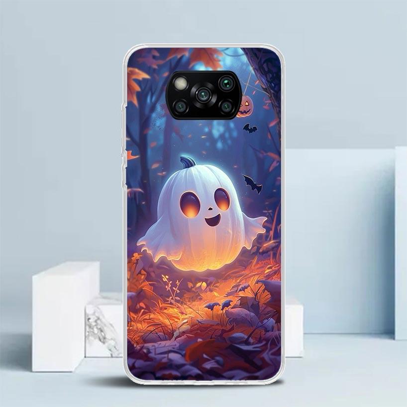 Sött Halloween-spöke Mjukt Fodral för Xiaomi Poco F7 Ultra X7 X6 X5 Pro M7 Fodral Redmi 15 15C 13 13C 12 12C 10 10C Tryckt Skydd