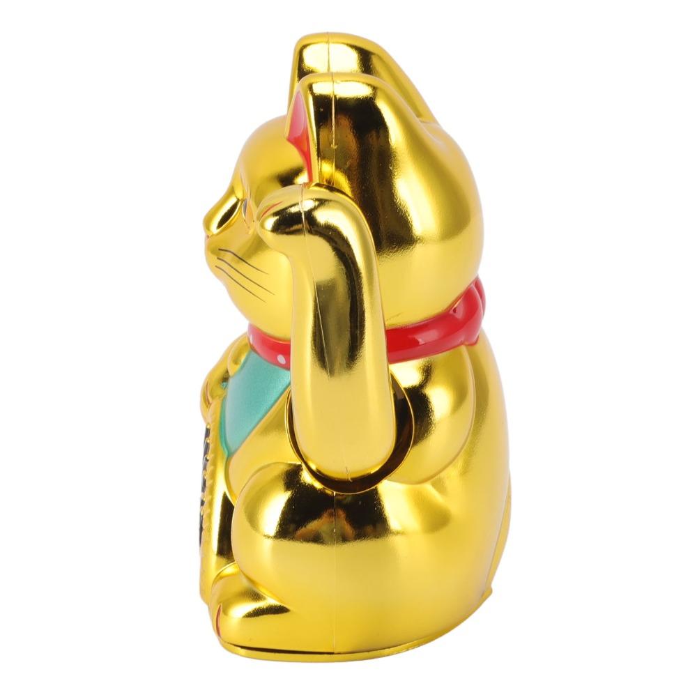 Plastic Solar Waving Fortune Cat Gold Wealth Lucky Cat Figurine Car Dashboard Cat Ornament