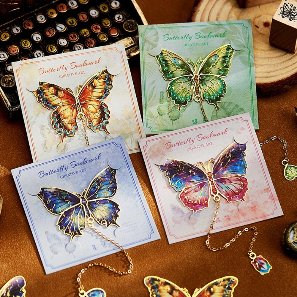 Artistic Book Clip High-Quality Oil Painting Bookmark Exquisite Bookmark Separator Colorful Butterfly Metal Bookmark For Gift