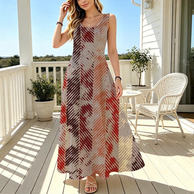 Women's Sleeveless Striped Maxi Dress Elegant Flowy Fashion Dress for Beach Vacation,Daily Wear,Holiday & Travel Photos