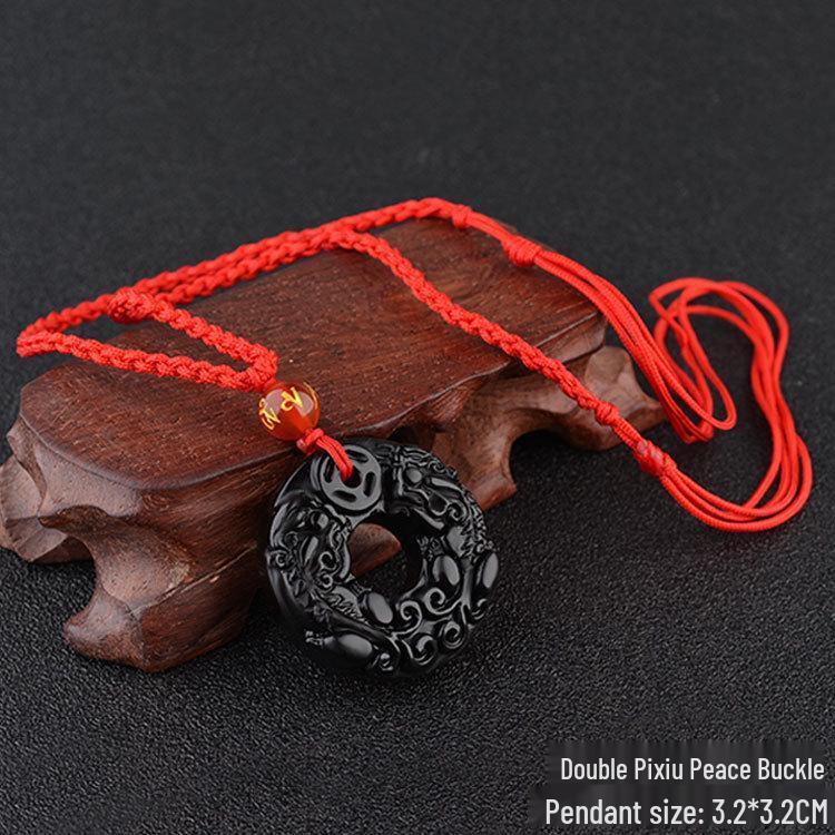 Obsidian Pixiu Pendant Necklace for Men and Women - Attract Wealth and Good Luck with Crystal Accessories
