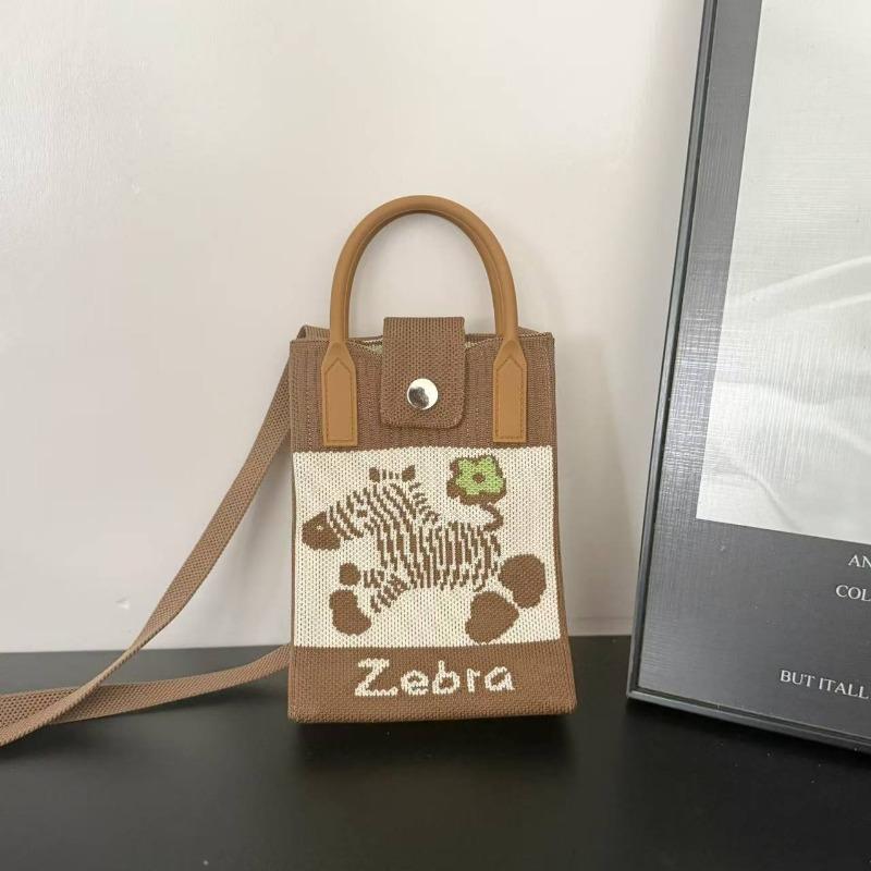 Spring New Mobile Phone Bag Flying Woven Bag Casual Women's Bag Bright Bear Versatile Knitted Bag Dopamine Small