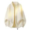 2026 Mens Loose Fit Solid Color Knit Shirt Casual Stand Collar Long Sleeve Top Teens