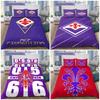 ACF Fiorentina 3-teiliges Bettwäsche-Set, Bettbezug mit 2 Kissenbezügen, Bettwäsche mit Logo des Fußballvereins, Ohne Bettdecke, Ohne Kissenkern