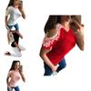 Stylish Women Short Sleeve Off Shoulder Lace Splice Blouse For Casual And Formal Wear