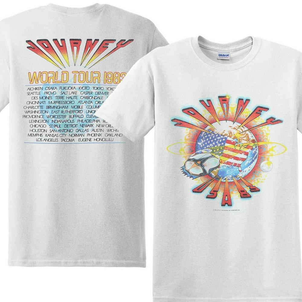 Vtg 1983 Journey World Tour Concert Rock Band 2 sided T shirt