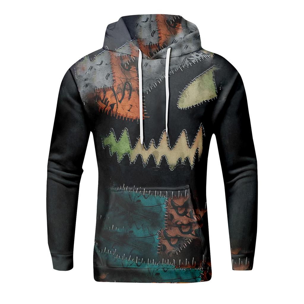 Halloween Blood-stained Print Men's Loose Hooded Sweatshirt