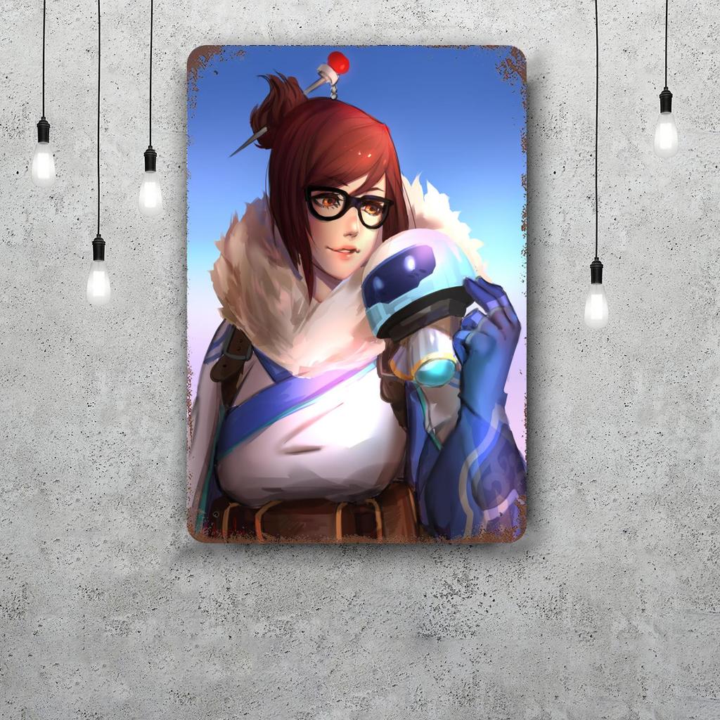 Mei Overwatch Vintage Metal Tin Signs Posters Decor Retro Metal Plaque Wall Art Decor for Garage Bar