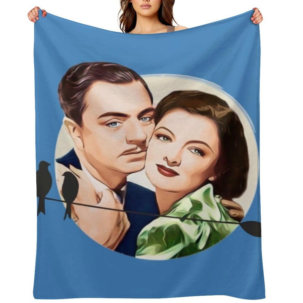 Nick and Nora Full Moon and Birds Throw Blanket Thermal Designers Christmas Gifts Decoratives Blankets