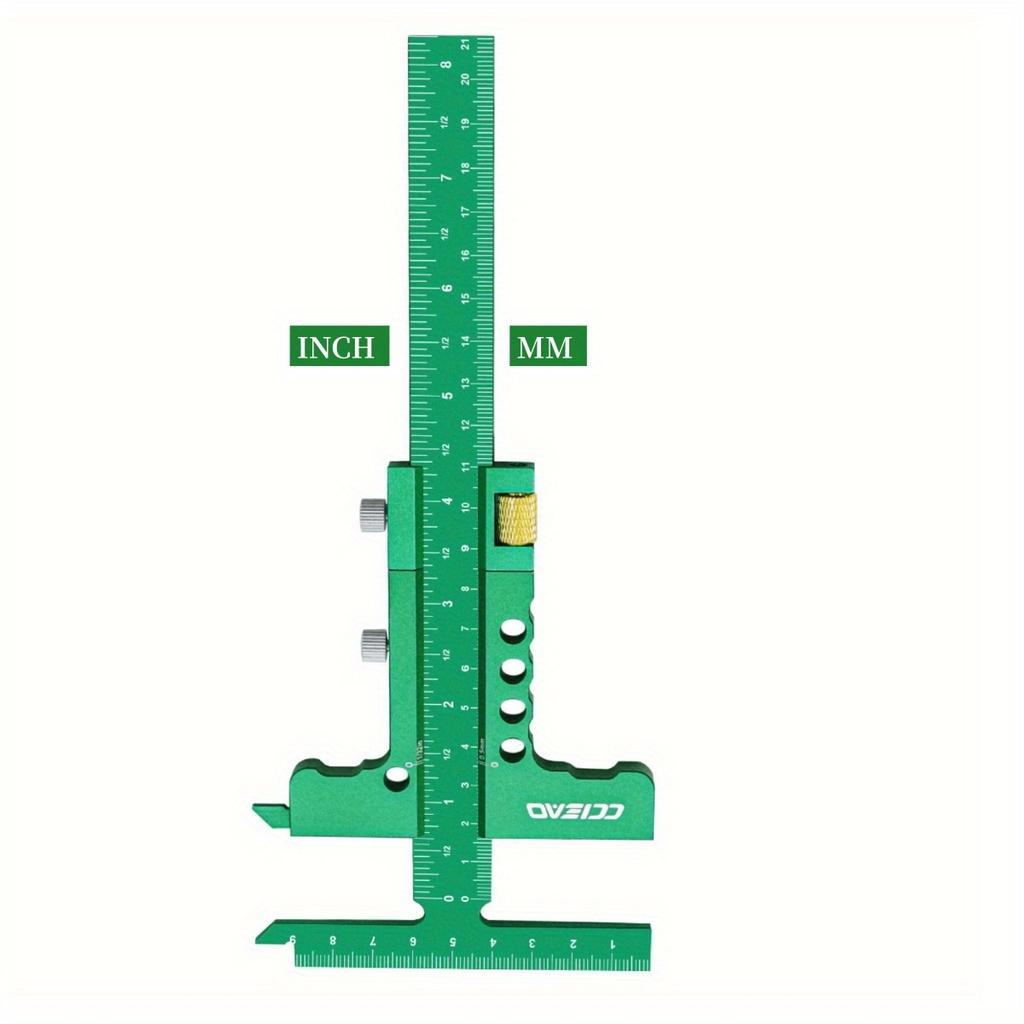 Precision Sliding Edge Ruler - Woodworking Scriber Marking Line Ruler - Adjustable T-Square MM & Inch Framing Ruler Depth Gauge