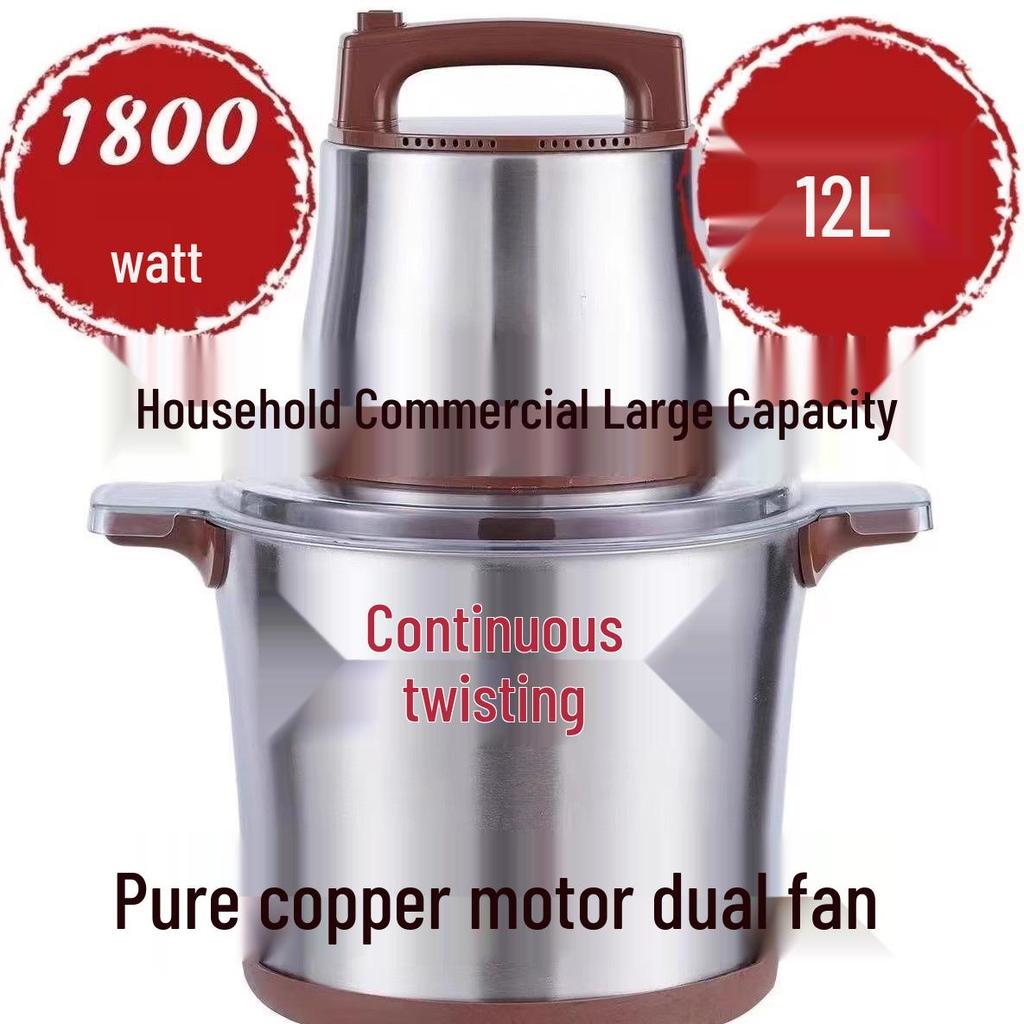 High-Power 1800W Electric Meat Grinder & Vegetable Chopper: Large Capacity for Meat Paste, Chili Sauce, and Meat Filling.