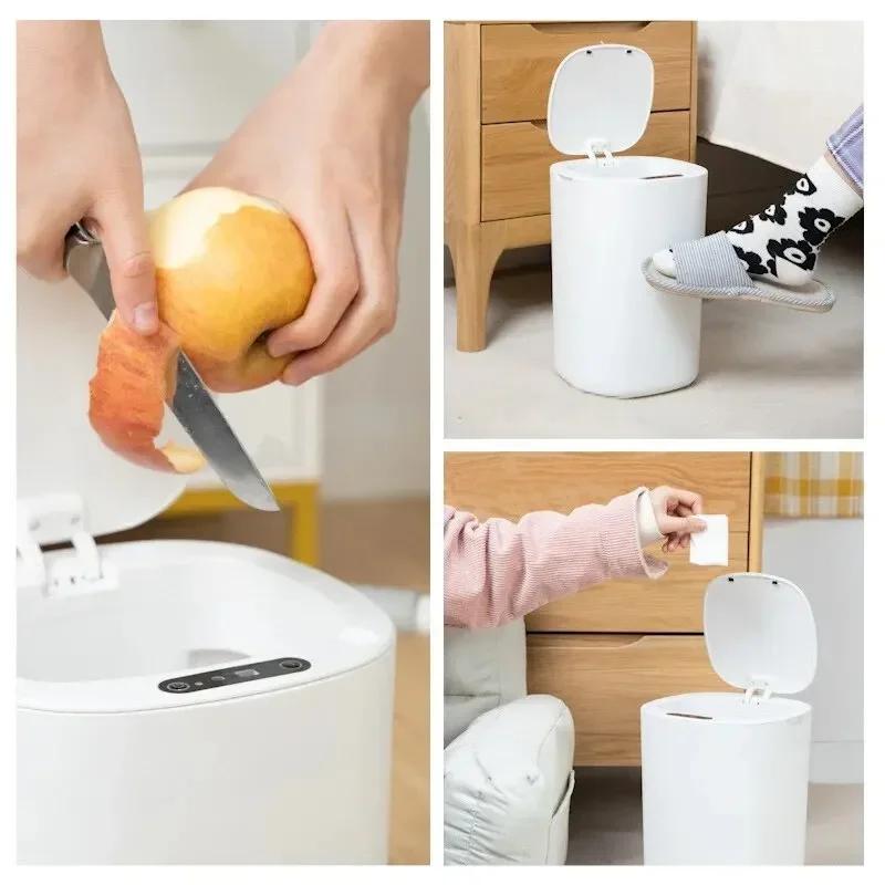 Smart Sensing Mülleimer Automatischer weißer Mülleimer Küche Badezimmer Wasserdichter 12L elektrischer Mülleimer
