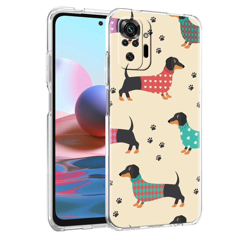 Clear Case For Xiaomi Redmi Note 10 9 8 Pro 9S 10S 7 K40 9A 8T 9C 9T 8A Silicone Phone Cover Soft Shell Dachshund Silhouette Dog