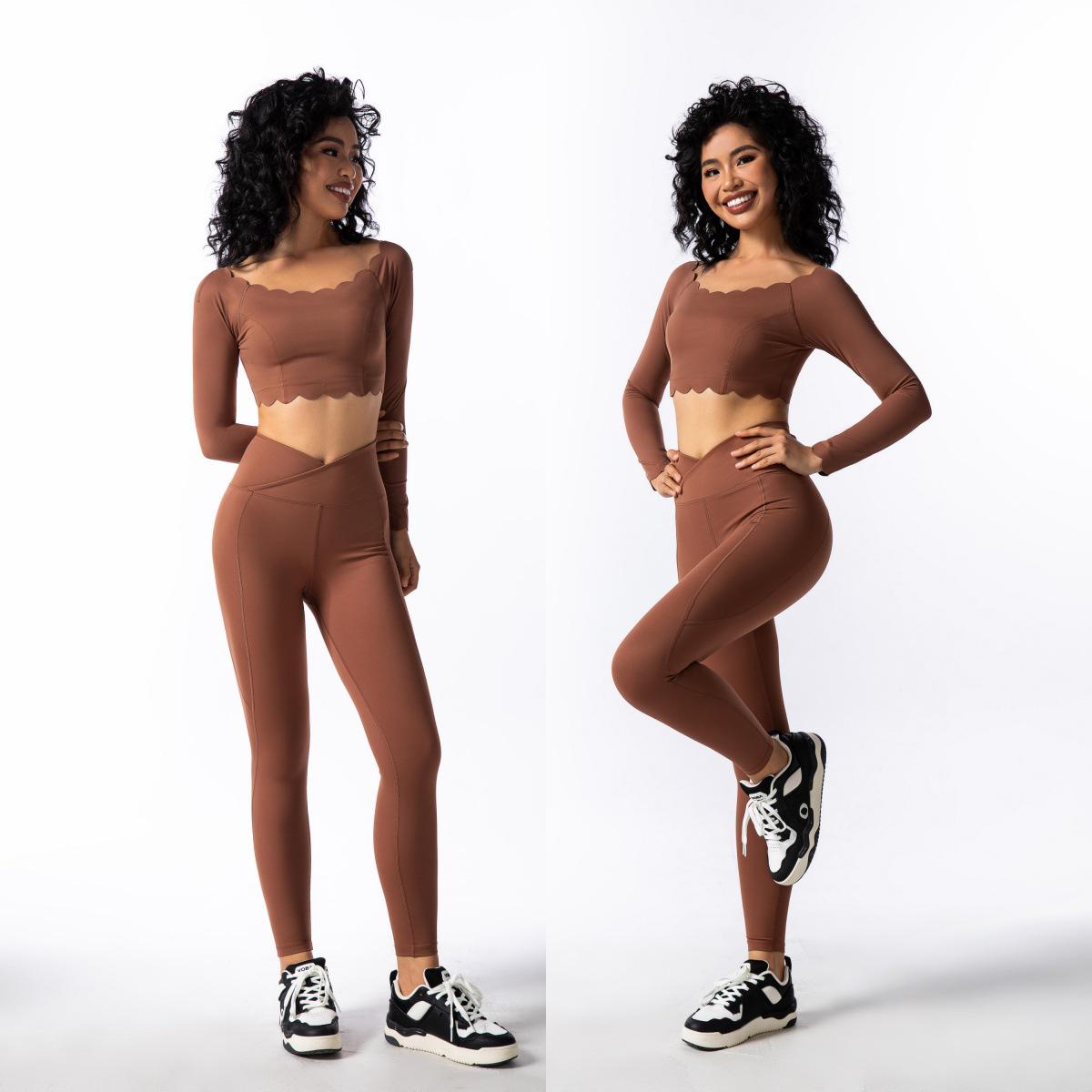 

Высокоэластичный комплект для фитнеса, йоги и пилатеса с длинным рукавом для осени и зимы S