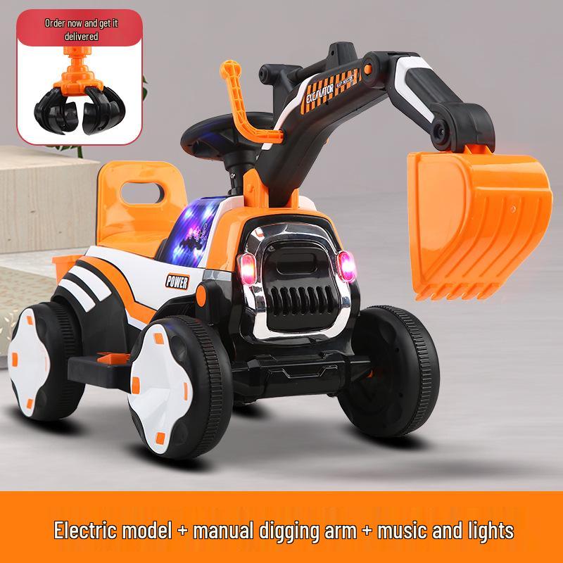Children's Rideable Electric Excavator Toy Car with Music and Pedals