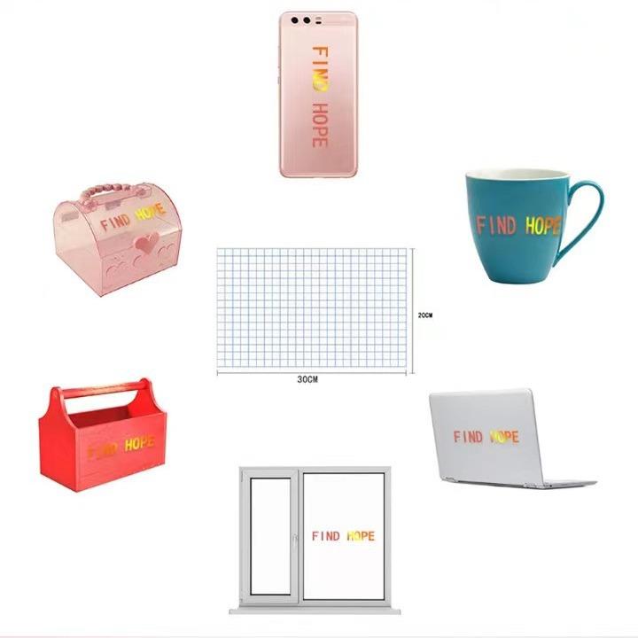 Průhledné červené samolepicí PET nálepky s přenosovým polohovacím papírem