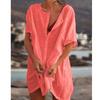 IHUASU Women's Fashion Short Sleeve Summer Spring V-Neck Casual Blouses & Shirts Elegant