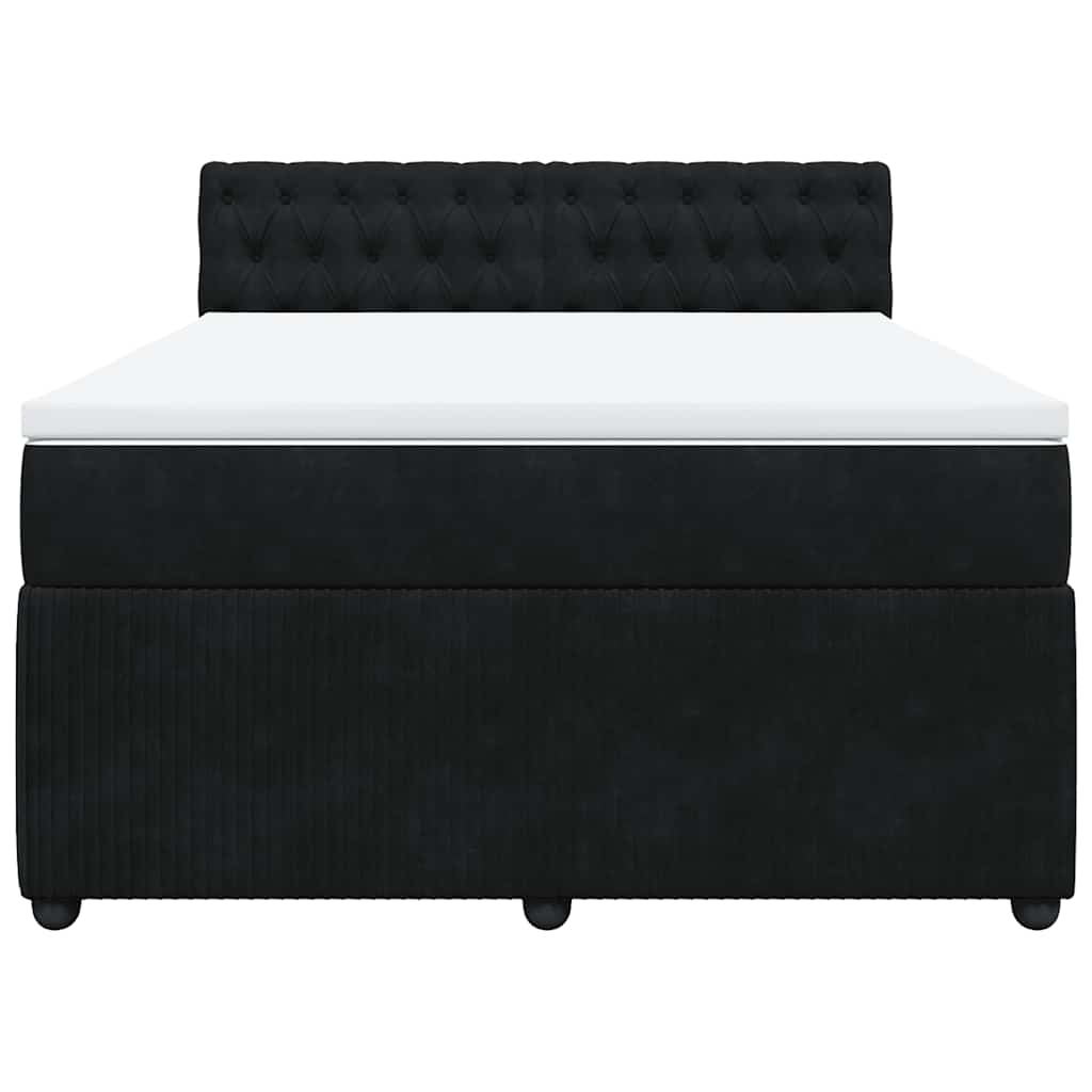 Box Spring Bed with Mattress Black 160 X 200 Cm Velvet