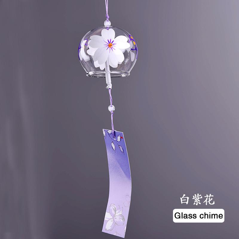 Japanese Style Cute Wind Chime Handmade Glass Painted Hanging Ornament Creative Gift for Girls