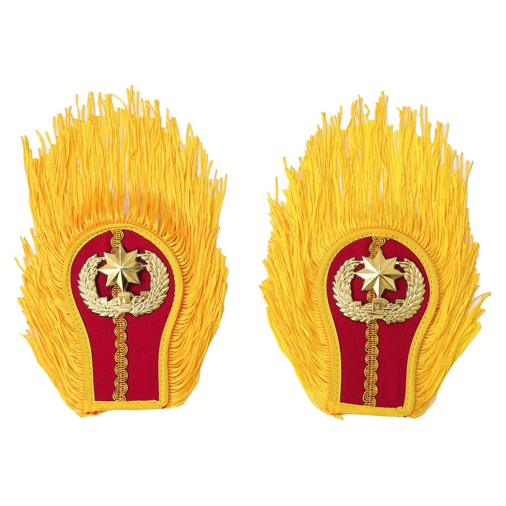 1 Pair Drum Horn Band Epaulets - Tassel Fringe Chain Shoulder Badge Applique for Uniform Costume & Performance
