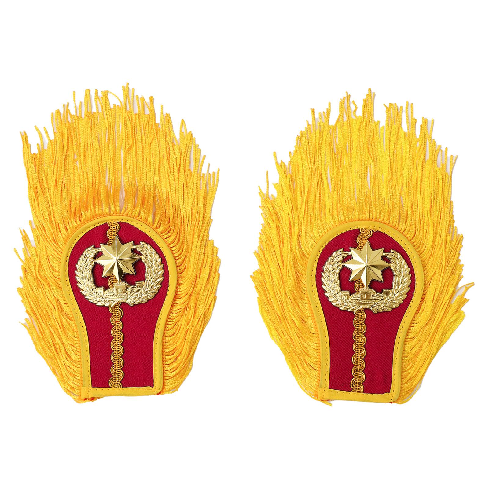 

Military Style Shoulder Epaulets - Tassel Fringe Chain Badge Applique for Band Uniform & Costume Accessories 1 Pair
