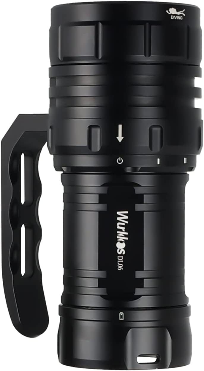 

Wurkkos Diving Lumens DL06 LED Rechargeable Water Lung Diving Beam 6 IPX8 100m Underwater Flashlight Light, 15,000 Flashlight, Light, 100° Angle,