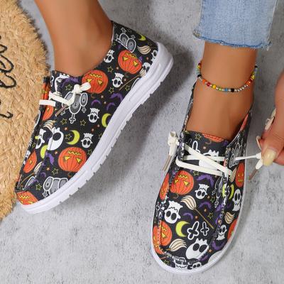 Halloween Pumpkin Print Ghost Skull Canvas Shoes Casual Shoes