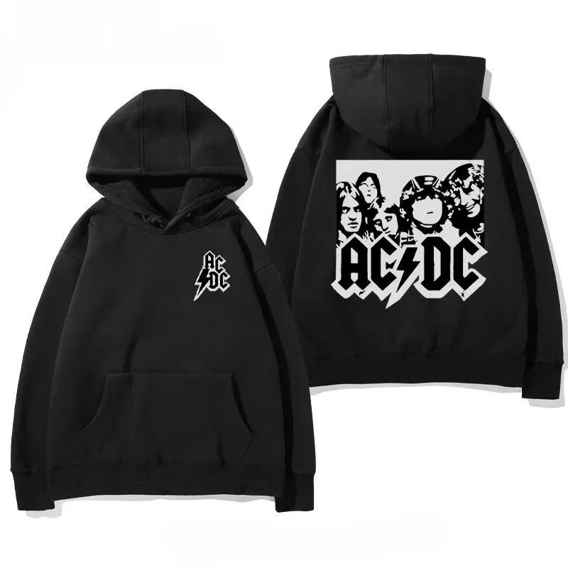 Trend European and American Hard Rock Metal Band ACDC Autumn and Winter Loose Velvet Hoodie Men's and Women's Coat Clothes