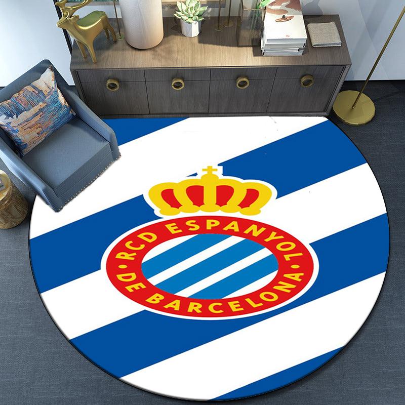 Real Sociedad Crest Design Round Rug for Livingroom,Bedroom, Palyroom, Chair Rug, Area rug, Circle Carpet, Large Size Fan Christmas gift