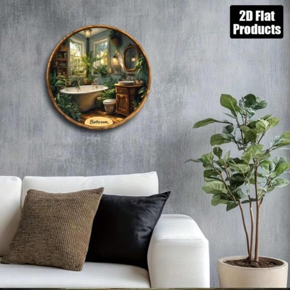 Metal Wall Art Green Plant Bathroom Decor Home Office Bar Cafe Kitchen Holiday Gift
