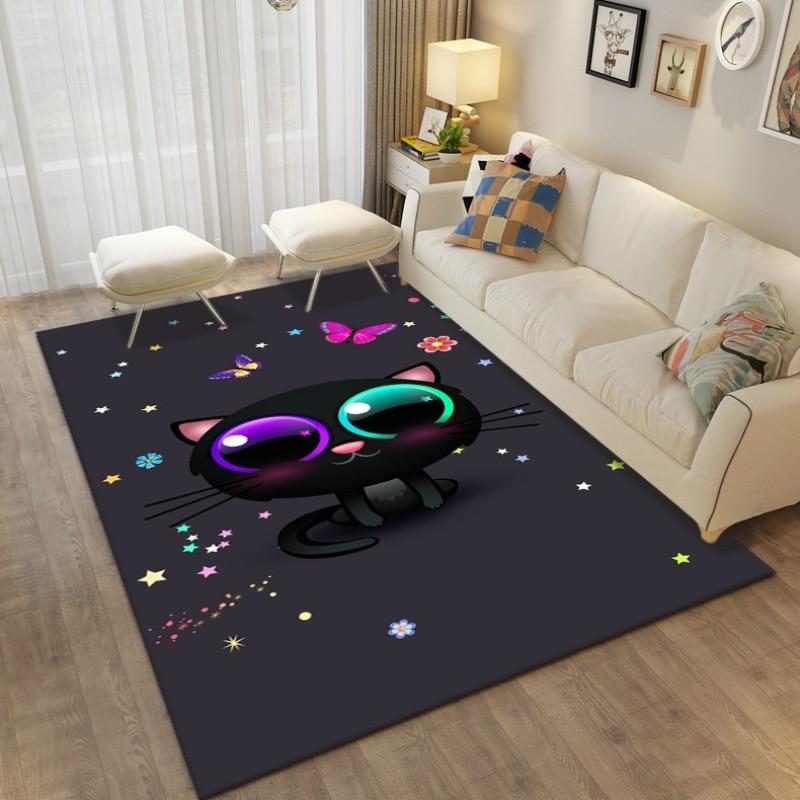 Cartoon Cute Cat Animals Carpets Rug for Living Room Bedroom Children's Room Decorative Floor Mat Kithen Bath Non-slip Area Rug