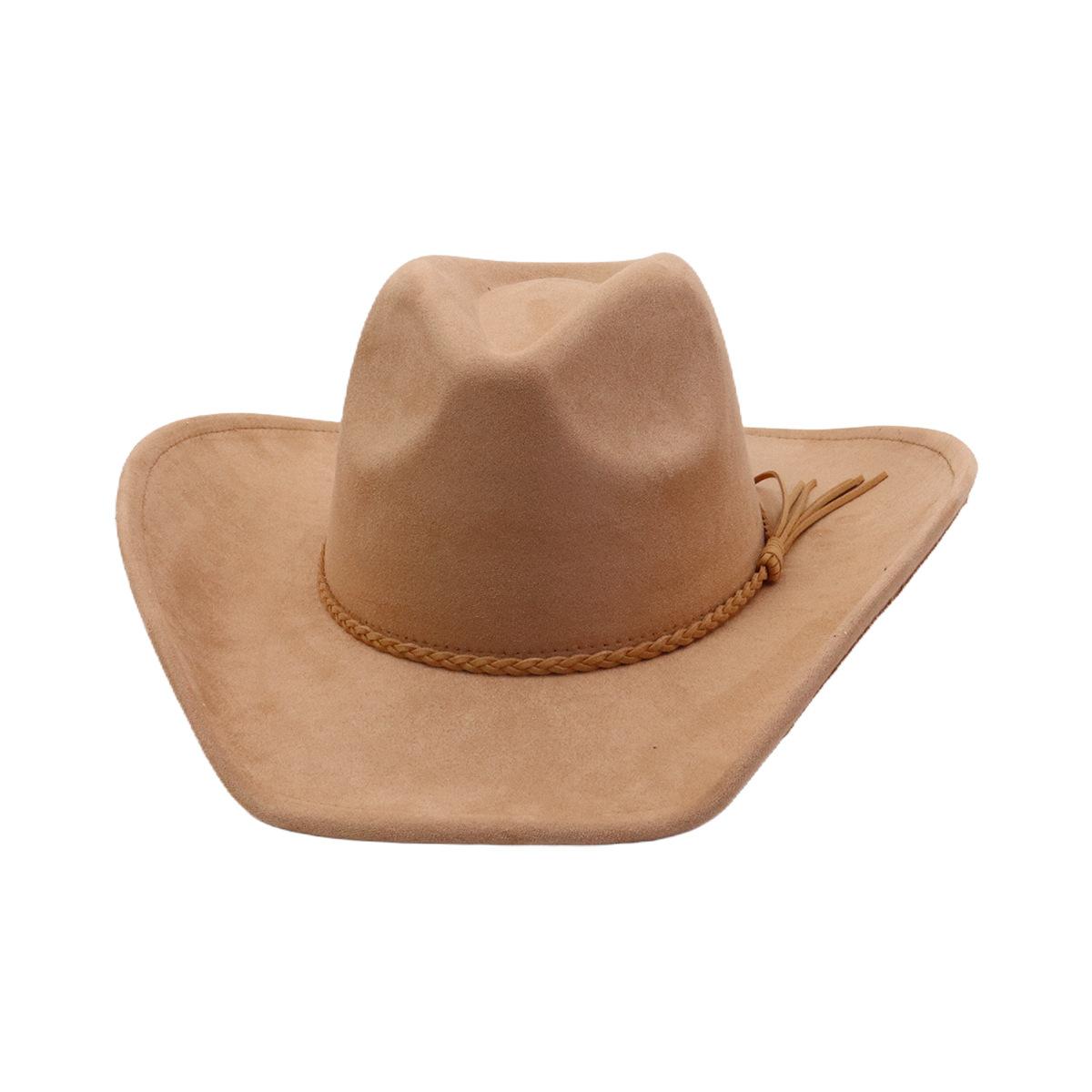Freedom Outdoors Women's Suede 9.5Cm Large Brim Classic Western Cowboy Fedora Hat Men's And Cowboy Hats Fashion New Cowboy Hats 56-58Cm