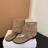 2025 New Thick Heel Khaki Toe Cool Boots Short Boots Women's Boots Summer with Skirt Western Boots Summer Sandals