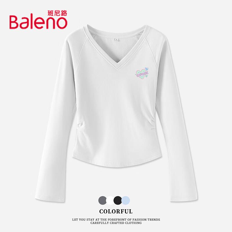 Baleno Women s V-Neck Soft Brushed Long Sleeve T-Shirt S