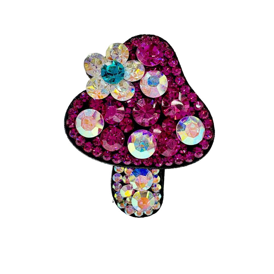 New Mini Mushroom-shaped Resin Alloy Plastic Hair Accessory with Rhinestones Bangs Clip BB Clip for Women Party Use
