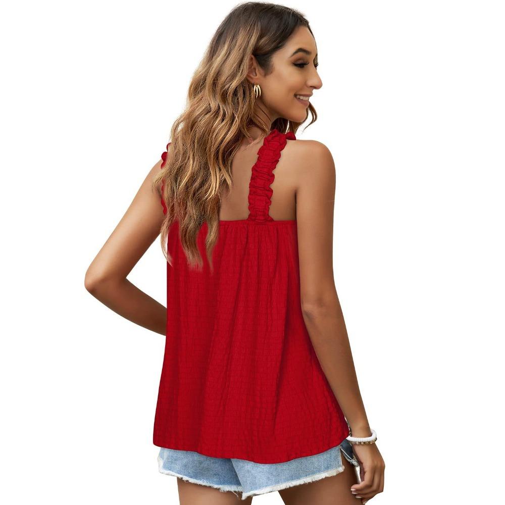 GMXIA Spring and Summer Pit Elastic Solid Color Halter Vest Top for Women's Wear