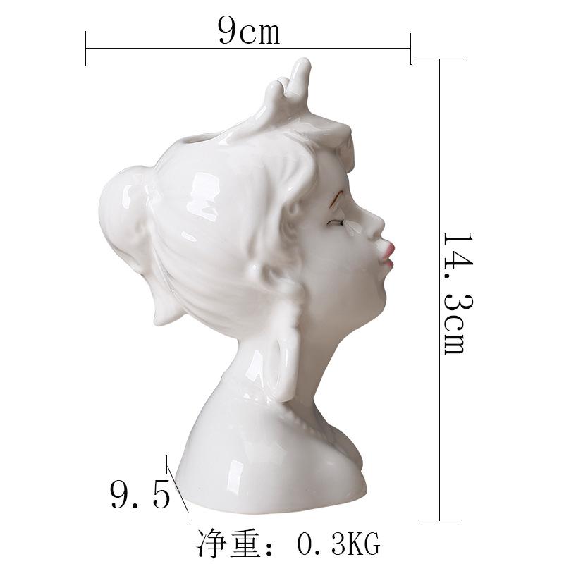 Nordic Modern Creative Ceramic Vase Simple Face Living Room Flower Arrangement Art Home Decoration Ornament Girl s white vase