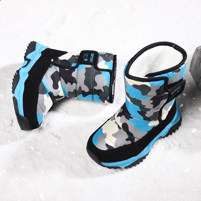 Kids Winter Boots Fashion Convenient Outdoor Thick Sole with Plush Insulation Boy's Snow Boots High Top Cotton Shoes