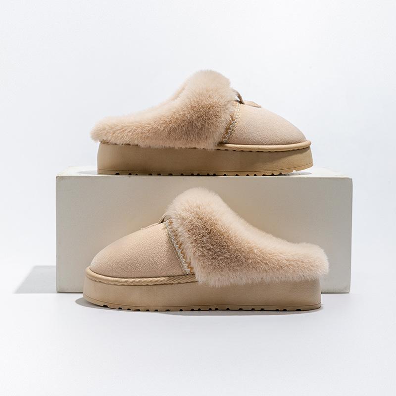 Thickened plush cotton slippers medium help winter bag and indoor home thermal cotton shoes winter