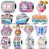 Copper Lovely Colorful Charms Bead Amusing Pets Pendants Butterfly Dangle Fit Pandora Bracelet Diy Jewelry Gift