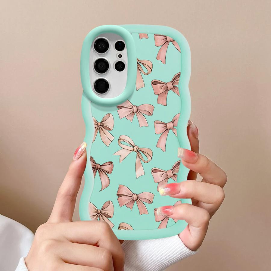 Soft Phone Cover Case for Samsung Galaxy S20 FE S21 A26 A25 S24 S25 S23 Plus S22 Ultra A54 A24 A35 A55 A34 A36 Pink Bow